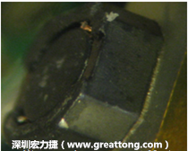 使用銀(Ag)鍍層的電源電感器(Power Inductors)，經過推力測試后，零件端點上已經看不到任何鍍層的痕跡了，所以其耐推力就比較小。